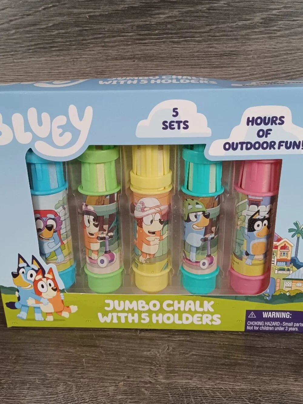New In Sealed Box Bluey Jumbo Chalk Set 5 Holders & Jumbo Chalk Sticks